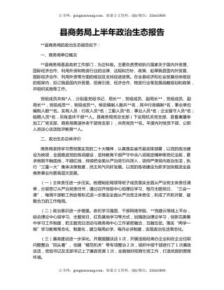 县商务局上半年政治生态报告