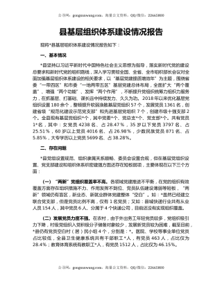 县基层组织体系建设情况报告