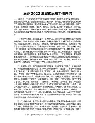 县委2022年宣传思想工作总结