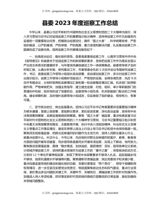 县委2023年度巡察工作总结