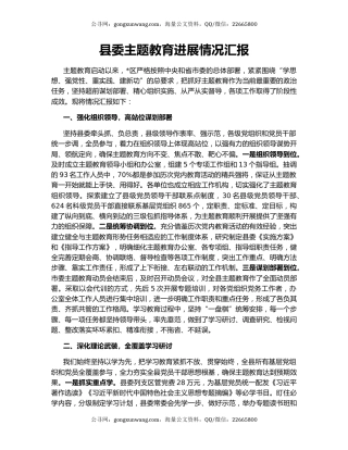 县委主题教育进展情况汇报