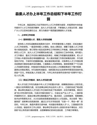县委人才办上半年工作总结和下半年工作打算