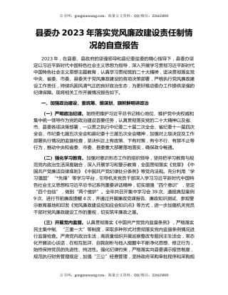 县委办2023年落实党风廉政建设责任制情况的自查报告