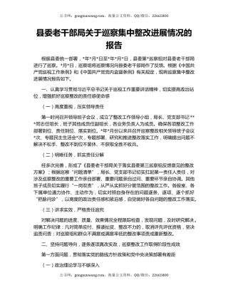 县委老干部局关于巡察集中整改进展情况的报告