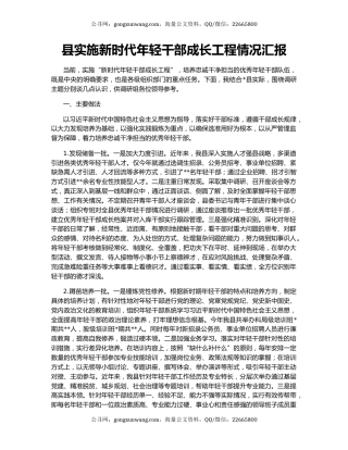 县实施新时代年轻干部成长工程情况汇报