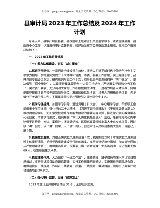 县审计局2023年工作总结及2024年工作计划