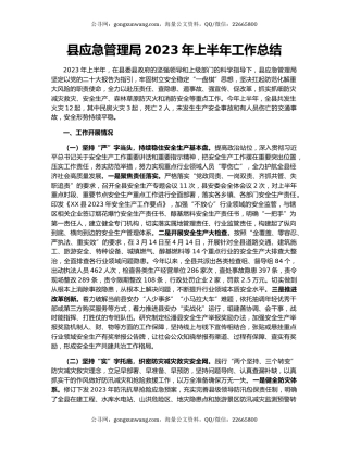 县应急管理局2023年上半年工作总结