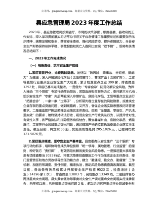 县应急管理局2023年度工作总结