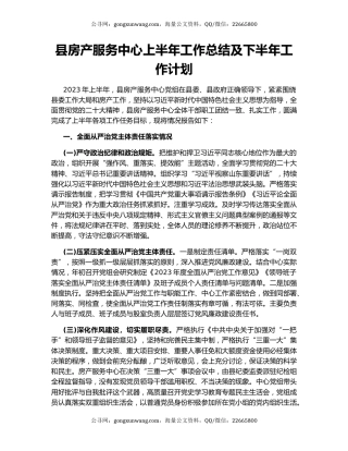 县房产服务中心上半年工作总结及下半年工作计划