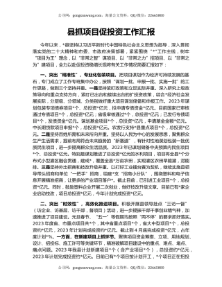 县抓项目促投资工作汇报