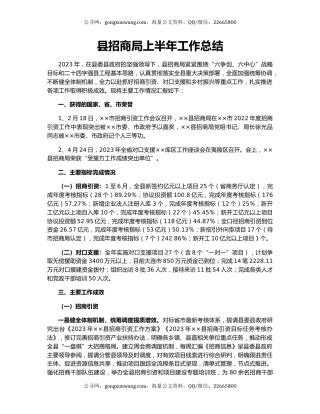 县招商局上半年工作总结