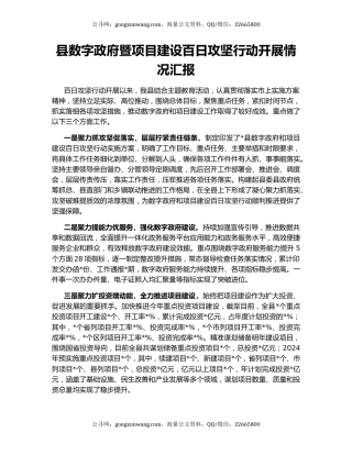 县数字政府暨项目建设百日攻坚行动开展情况汇报