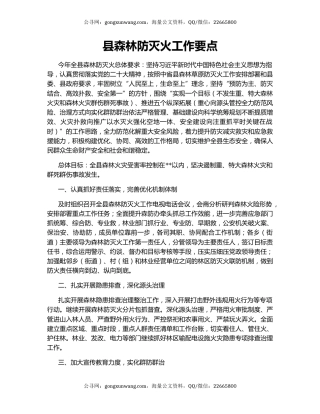县森林防灭火工作要点