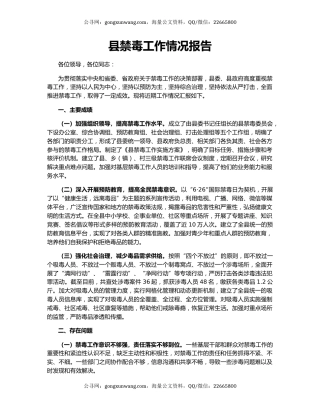 县禁毒工作情况报告
