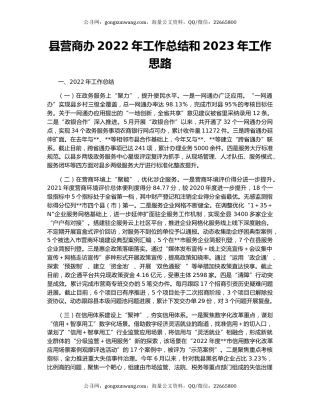 县营商办2022年工作总结和2023年工作思路