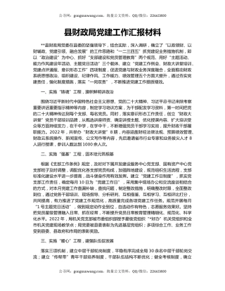 县财政局党建工作汇报材料