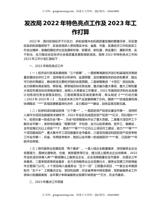 发改局2022年特色亮点工作及2023年工作打算