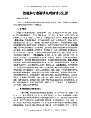 善治乡村建设试点项目情况汇报