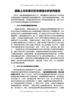 团委上半年意识形态领域分析研判报告