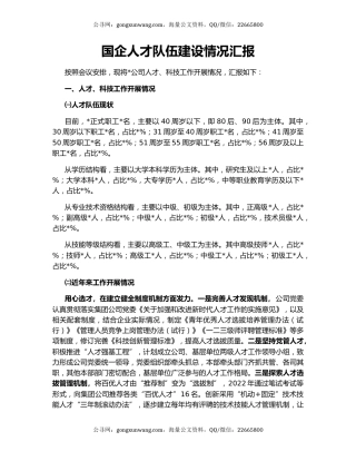 国企人才队伍建设情况汇报