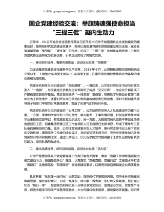 国企党建经验交流：举旗铸魂强使命担当 “三提三促”凝内生动力