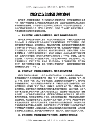 国企党支部建设典型案例