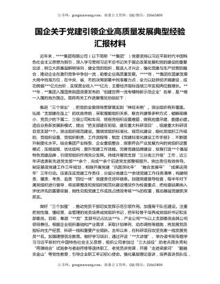 国企关于党建引领企业高质量发展典型经验汇报材料