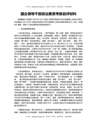 国企领导干部政治素质考察自评材料