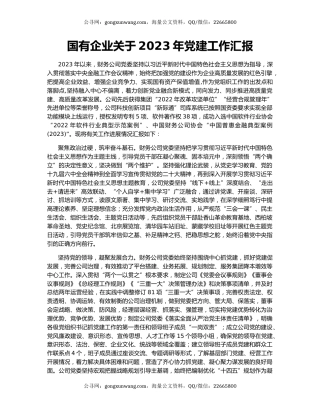 国有企业关于2023年党建工作汇报