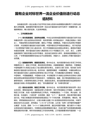 国有企业对标世界一流企业价值创造行动总结材料