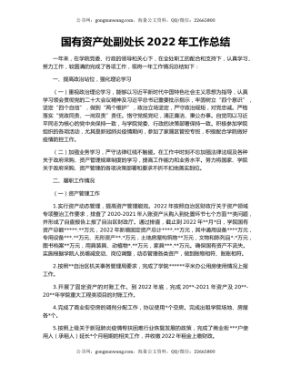 国有资产处副处长2022年工作总结