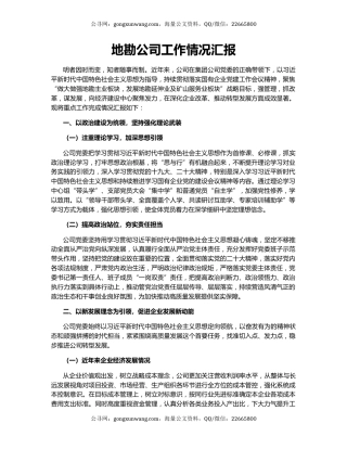 地勘公司工作情况汇报