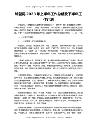 城管局2023年上半年工作总结及下半年工作计划