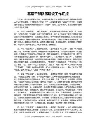 基层干部队伍建设工作汇报