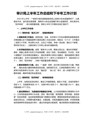 审计局上半年工作总结和下半年工作计划