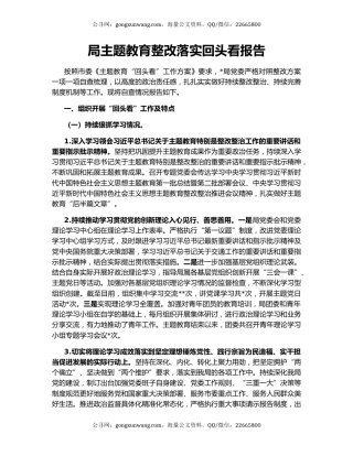 局主题教育整改落实回头看报告