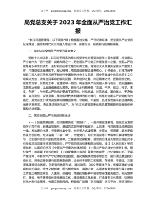 局党总支关于2023年全面从严治党工作汇报