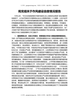 局党组关于作风建设自查情况报告