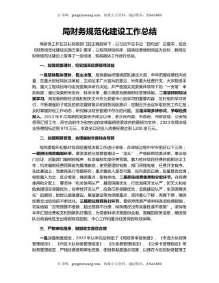 局财务规范化建设工作总结