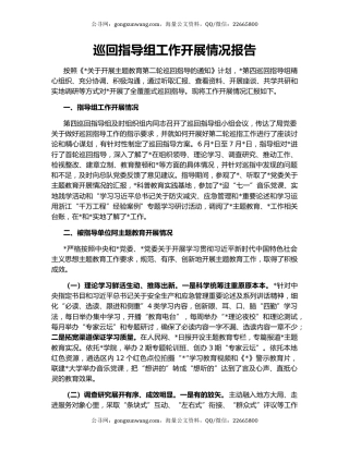 巡回指导组工作开展情况报告