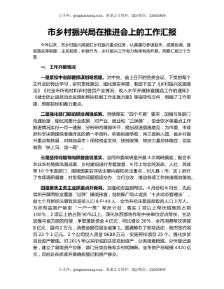 市乡村振兴局在推进会上的工作汇报