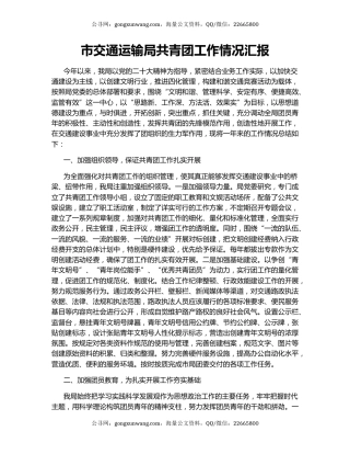 市交通运输局共青团工作情况汇报