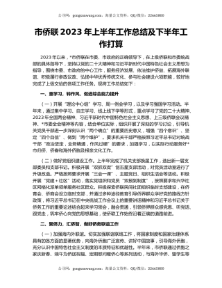 市侨联2023年上半年工作总结及下半年工作打算