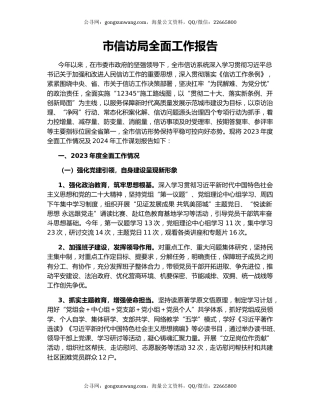 市信访局全面工作报告