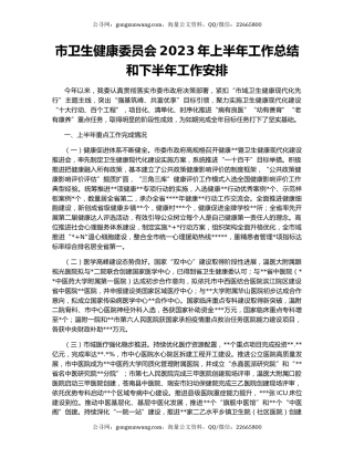 市卫生健康委员会2023年上半年工作总结和下半年工作安排