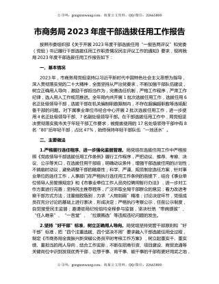 市商务局2023年度干部选拔任用工作报告