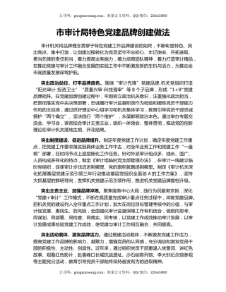 市审计局特色党建品牌创建做法