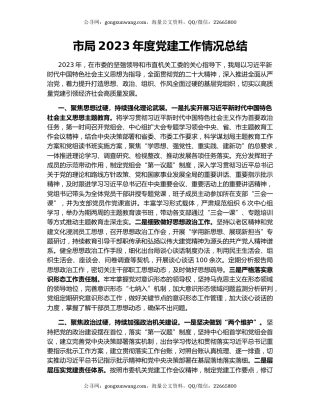 市局2023年度党建工作情况总结