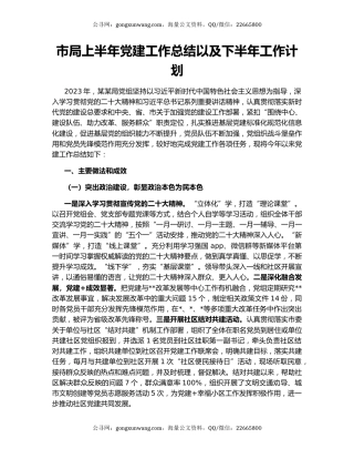 市局上半年党建工作总结以及下半年工作计划
