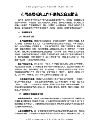 市局基层减负工作开展情况自查报告